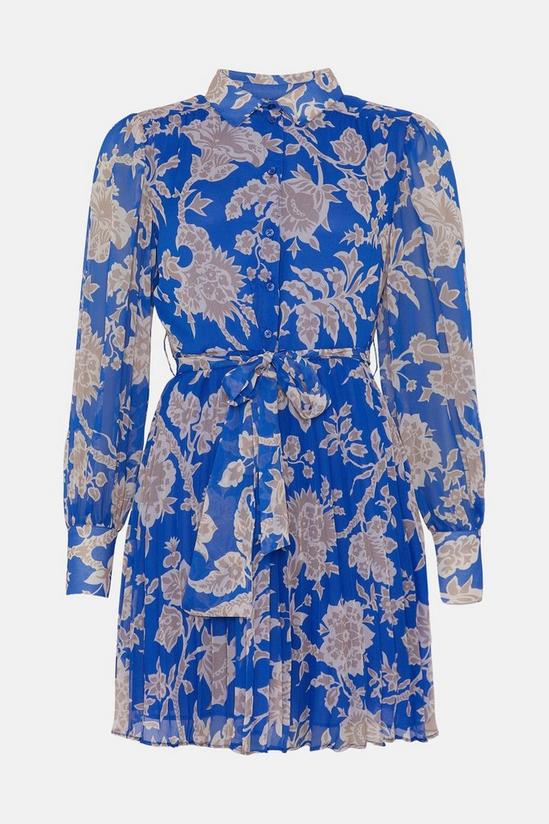 Warehouse Floral Belted Pleated Mini Shirt Dress 4