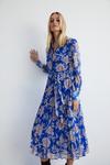Warehouse Floral Belted Pleated Midi Shirt Dress thumbnail 1