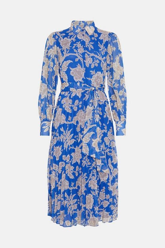 Warehouse Floral Belted Pleated Midi Shirt Dress 4