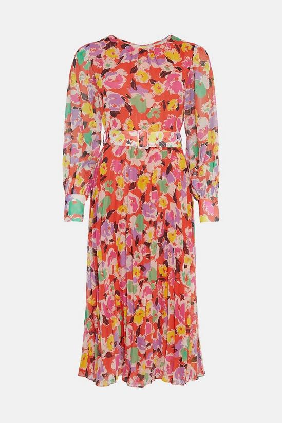 Warehouse Polyester Floral Belted Midi Dress 4