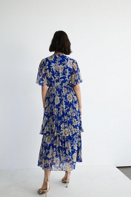 Warehouse Floral Pleated V Neck Midi Dress 3