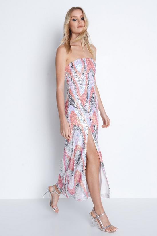 Warehouse Sequin Swirl Midi Dress 1