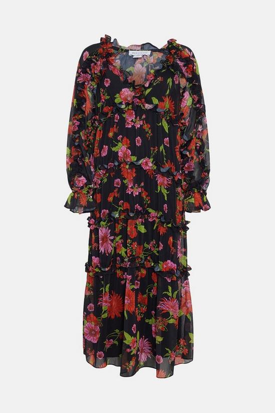 Warehouse Floral Chiffon  Ruffle Maxi Dress 4
