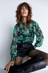 Warehouse Polyester Floral Tie Neck Blouse thumbnail 2