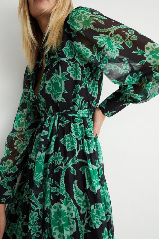 Warehouse Floral Belted Pleated Mini Shirt Dress 2