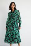 Warehouse Floral Belted Pleated Midi Shirt Dress thumbnail 1