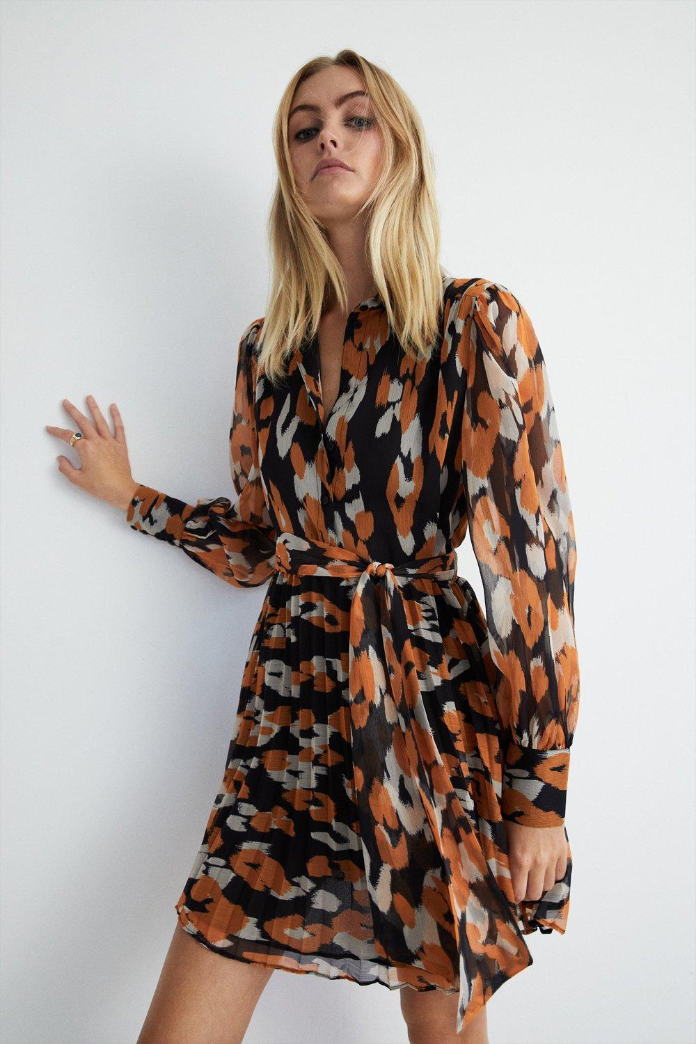 Warehouse leopard best sale shirt dress