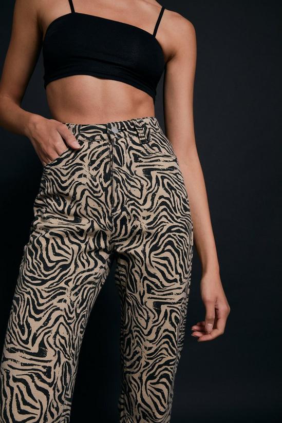 Warehouse Zebra Print Denim Straight Leg Jean 2
