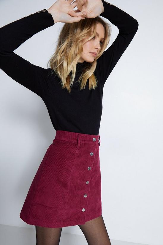Warehouse Cord Button Through Mini Skirt 1