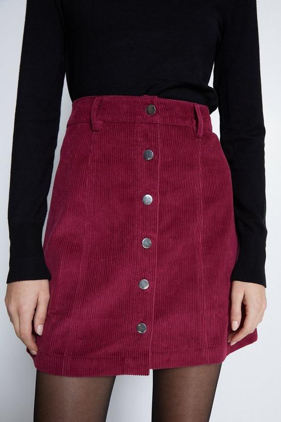 Warehouse Cord Button Through Mini Skirt 2