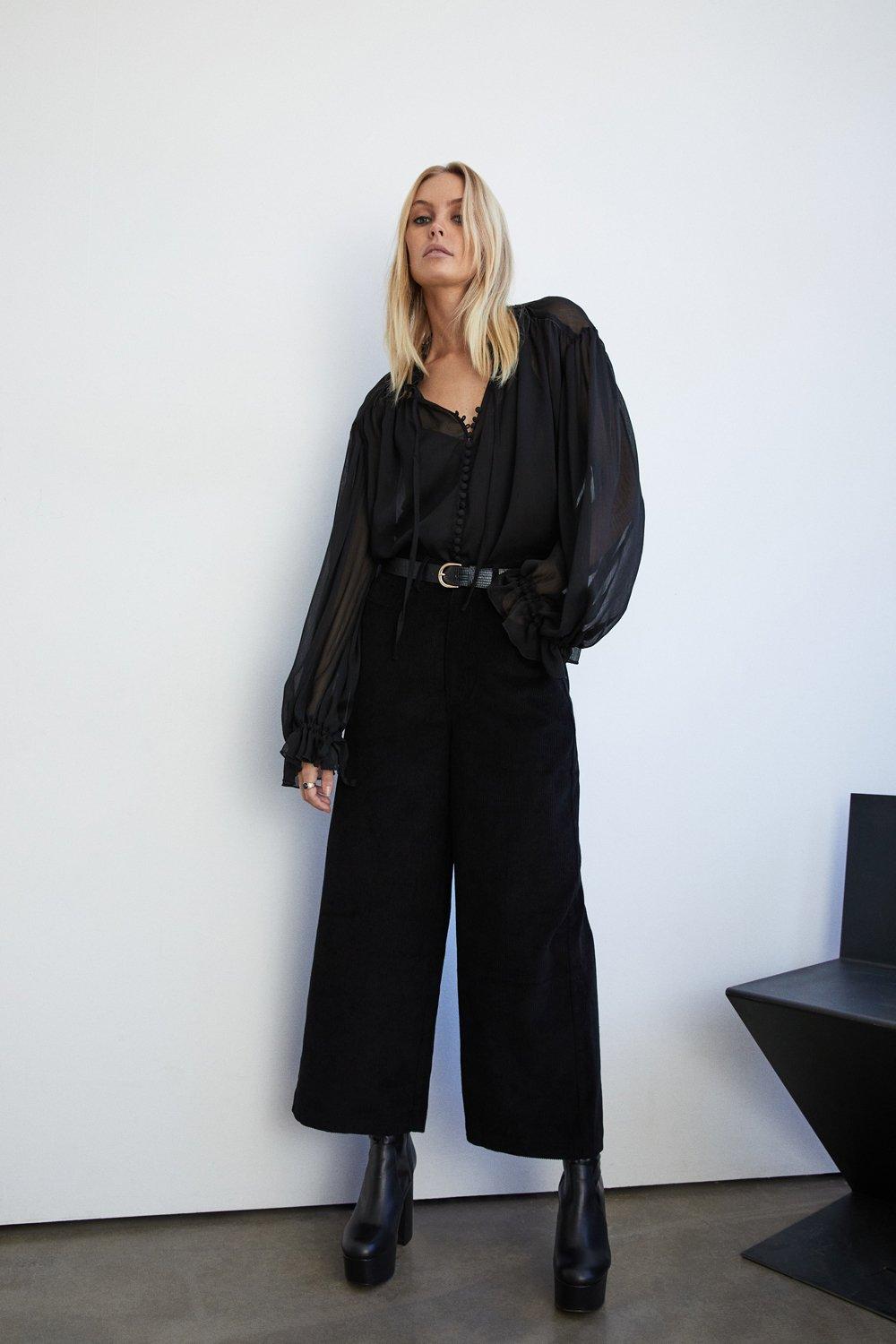 Cropped wide hotsell leg cord trousers