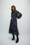 Warehouse WH x William Morris Society Mix Print Tie Neck Belted Maxi Dress thumbnail 1