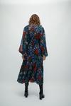 Warehouse WH x William Morris Society Mix Print Tie Neck Belted Maxi Dress thumbnail 3