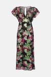 Warehouse Sparkle Floral Jacquard V Neck Midi Dress thumbnail 4