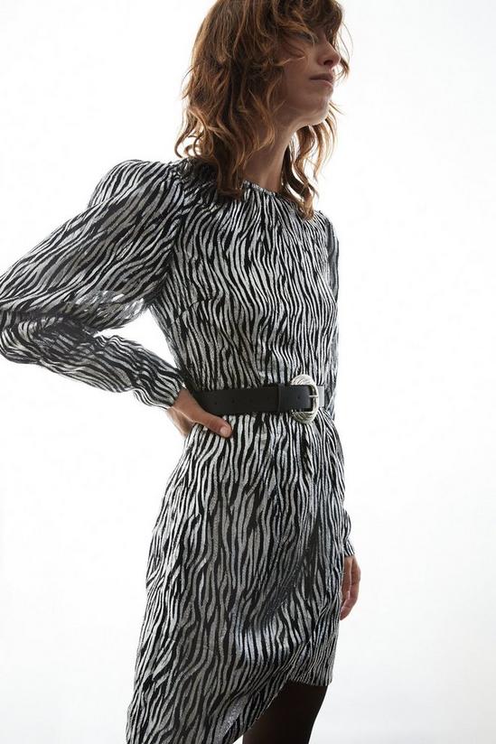 Warehouse Sparkle Animal Jacquard Wrap Mini Dress 2