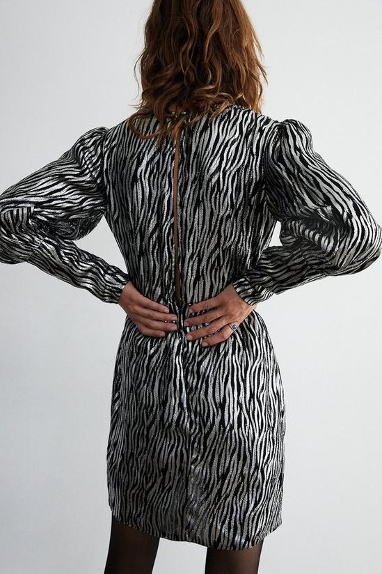 Warehouse Sparkle Animal Jacquard Wrap Mini Dress 3