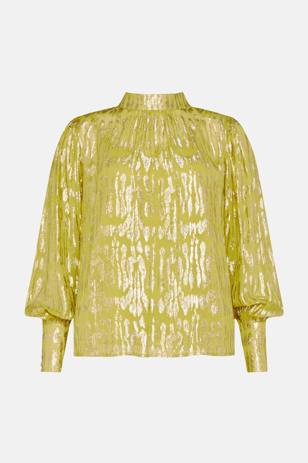 Tops | Sparkle Jacquard Blouse | Warehouse