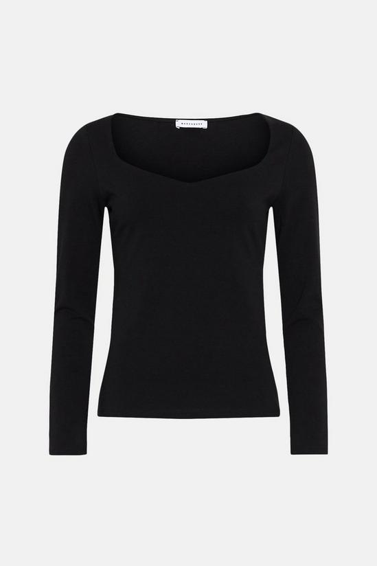 Warehouse Clean Cotton Sweetheart Neck Long Sleeve Top 4
