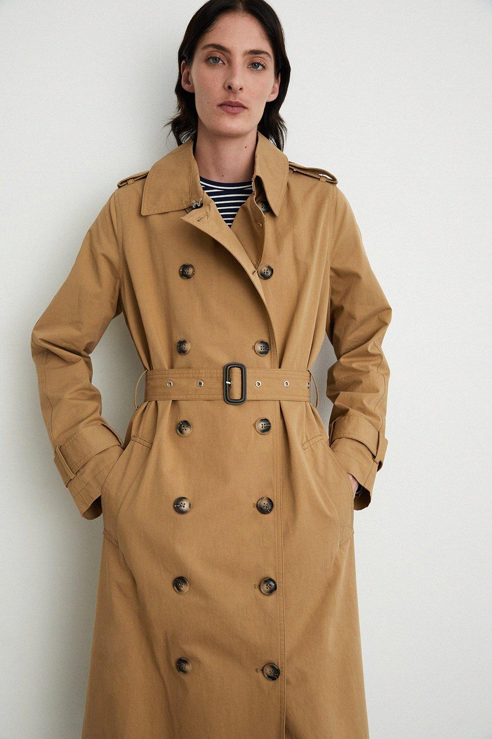 Womens Modern Classic Trench Coat - camel