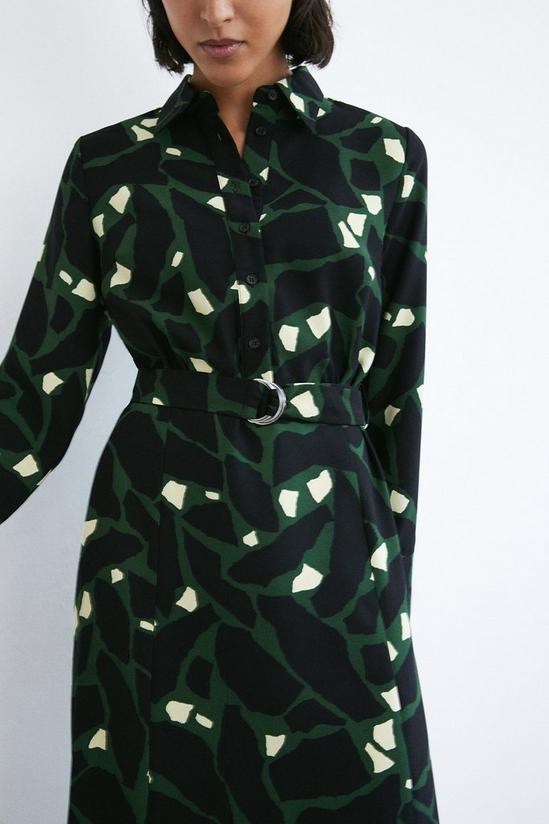 Warehouse Abstract Print D Ring Midi Shirt Dress 2
