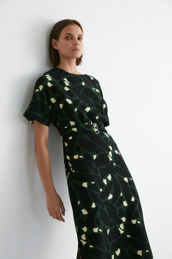 Warehouse Abstract Print Raglan Sleeve Soft Shift Dress 5