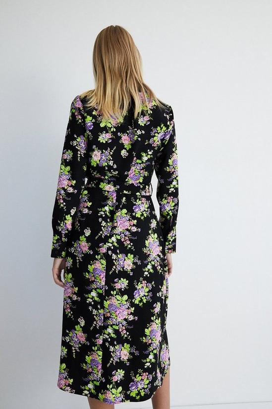 Warehouse Petite Floral D Ring Midi Shirt Dress 3