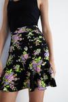 Warehouse Floral Mini Skirt With Gold Buttons thumbnail 1