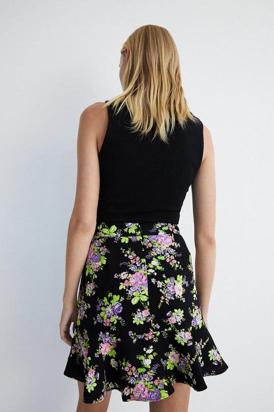 Warehouse Floral Mini Skirt With Gold Buttons 3