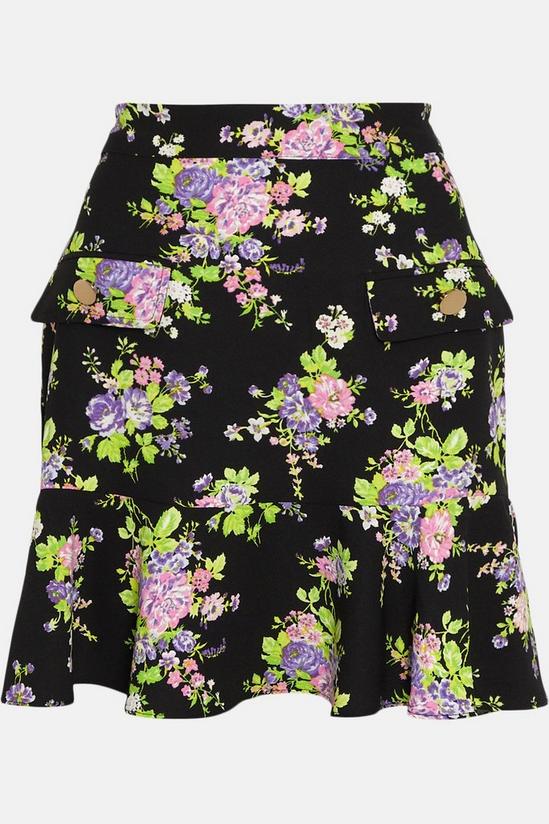 Warehouse Floral Mini Skirt With Gold Buttons 4