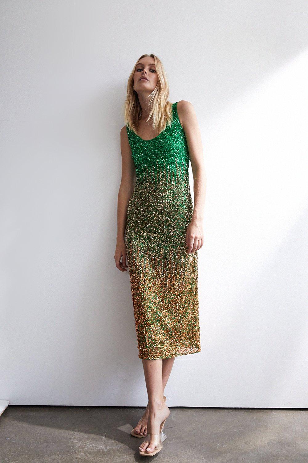 Ombre sequin clearance slip midi skirt