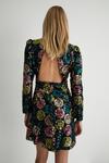 Warehouse Floral Sequin Puff Sleeve V Neck Mini Dress thumbnail 3