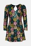 Warehouse Floral Sequin Puff Sleeve V Neck Mini Dress thumbnail 4
