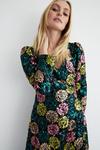 Warehouse Floral Sequin Puff Sleeve V Neck Midi Dress thumbnail 2