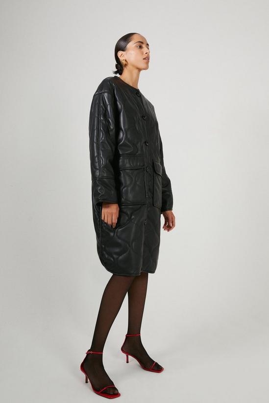Warehouse Faux Leather Quilted Liner Coat 1