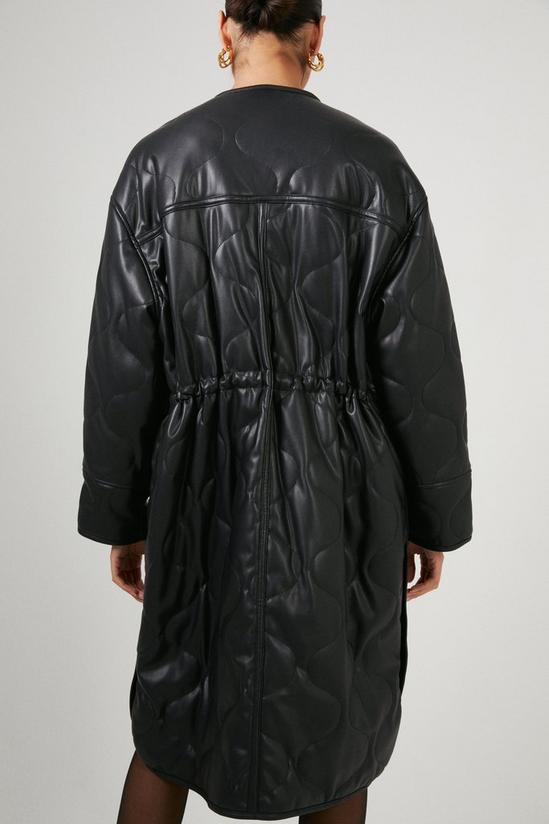 Warehouse Faux Leather Quilted Liner Coat 3