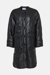Warehouse Faux Leather Quilted Liner Coat thumbnail 4