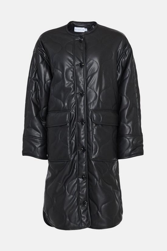 Warehouse Faux Leather Quilted Liner Coat 4