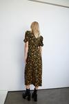 Warehouse Textured Floral Ruched Front Puff Sleeve Midi thumbnail 3