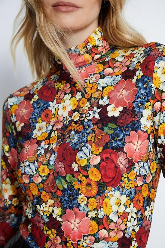 Warehouse Floral Print Roll Neck Long Sleeve Top 3