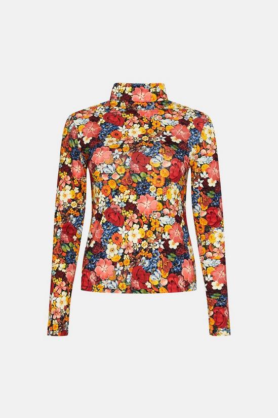 Warehouse Floral Print Roll Neck Long Sleeve Top 4