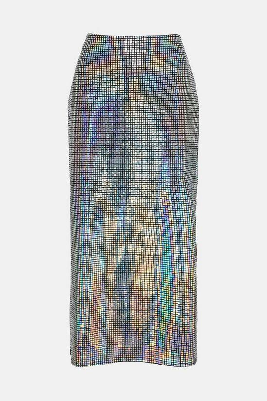 Warehouse Holographic Sequin Side Split Midi Skirt 4