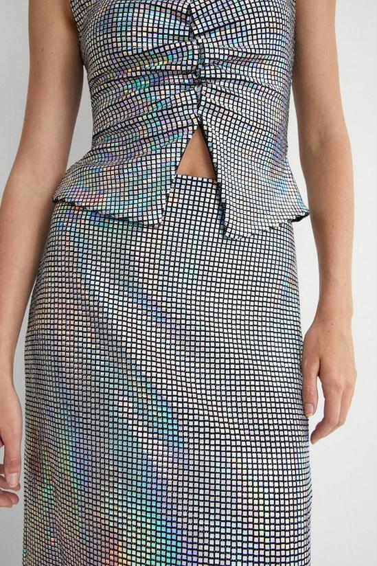 Warehouse Holographic Sequin Side Split Midi Skirt 5