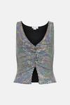 Warehouse Holographic Sequin Ruched V Neck Top thumbnail 4