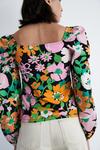 Warehouse Floral Print Woven Sleeve Square Neck Top thumbnail 3