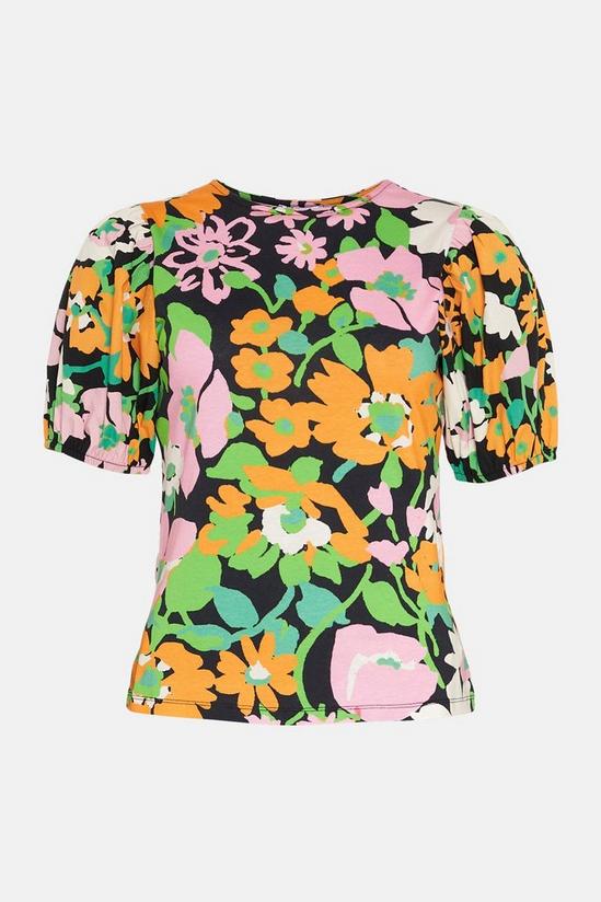 Warehouse Floral Print Woven Puff Sleeve T-shirt 4