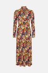 Warehouse Petite Floral Print Roll Neck Long Sleeve Midi Dress thumbnail 4