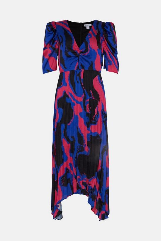Warehouse Abstract Print Pleated Midi Dress 4