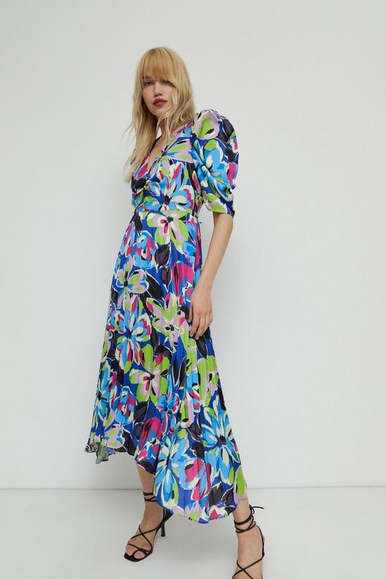 Warehouse Floral Print Pleated Midi Dress 1