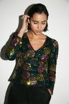 Warehouse Floral Sequin Puff Sleeve Top thumbnail 1