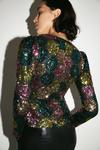 Warehouse Floral Sequin Puff Sleeve Top thumbnail 3